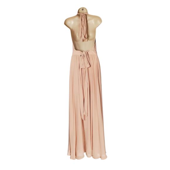 Reformation Andee Halter Open Back Maxi Dress Champagne Blush Cream Size 6 New - Picture 3 of 13